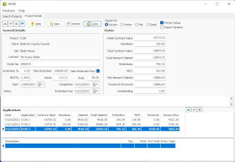 Software for contractor applications for payment and retention control